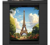 Mexpekil Copertura magnetica per lavastoviglie, Parigi Torre Eiffel Anime stile magnetico per lavastoviglie Copertura magnetica per lavastoviglie Cucina Art Decor