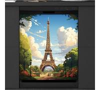 Mexpekil Copertura magnetica per lavastoviglie, Parigi Torre Eiffel Anime stile magnetico per lavastoviglie 66 x 53 copertura magnetica per cucina lavastoviglie Art