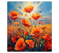 Mexpekil Copertura magnetica per lavastoviglie per porta anteriore, pannello decorativo riutilizzabile per lavastoviglie, frigorifero, 53 x 66 cm, dipinto a olio papavero