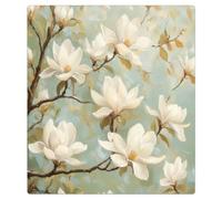 Mexpekil Copertura magnetica per lavastoviglie per porta anteriore, pannello decorativo riutilizzabile per lavastoviglie, frigorifero, 53 x 66 cm, bellissimi fiori bianchi