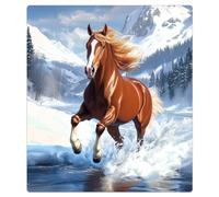 Mexpekil Copertura magnetica per lavastoviglie per porta anteriore, pannello decorativo riutilizzabile per lavastoviglie, frigorifero, 53 x 66 cm, cavallo che corre neve montagna