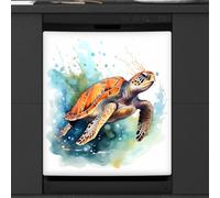 Mexpekil Copertura magnetica per lavastoviglie Splash Ocean Sea Turtle, 53,3 x 66 cm, decorativa, impermeabile, copertura magnetica per elettrodomestici da cucina