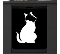 Mexpekil Copertura magnetica per lavastoviglie, stampa artistica con sagoma di gatto bianco e nero, copertura magnetica per lavastoviglie, decorazione artistica da cucina