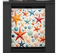 Mexpekil Copertura magnetica per lavastoviglie, stella marina colorata, conchiglie alghe estive copertura magnetica per lavastoviglie copertura magnetica per lavastoviglie cucina decorazione artistica