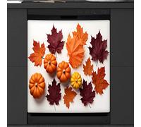Mexpekil Copertura magnetica per lavastoviglie, zucca e foglia d'acero per il Ringraziamento Autunno sfondo bianco magnetico per lavastoviglie Copertura magnetica per lavastoviglie Cucina Art Decor