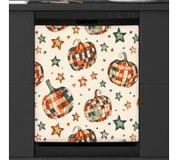 Mexpekil Copertura magnetica per lavastoviglie, zucche laser e stelle, per l'autunno e il Ringraziamento, copertura magnetica per lavastoviglie, decorazione artistica da cucina