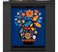 Mexpekil Copertura magnetica per vaso di fiori bohémien, 53 x 66 cm, adesivo decorativo per lavastoviglie per porta d'ingresso, impermeabile, pannello magnetico per elettrodomestici da cucina