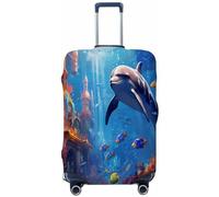 Mexpekil Copertura per bagagli con delfino subacqueo con pesci tropicali, adatta per valigie da 45,7-53,3 cm, custodia per trolley da viaggio, antigraffio, antipolvere, elastica, protezione per