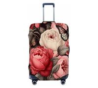 Mexpekil Copertura per bagagli con motivo vintage con rose e farfalle, adatta per valigie da 45,7-53,3 cm, custodia per trolley da viaggio, antigraffio, antipolvere, elastica, protezione per bagagli