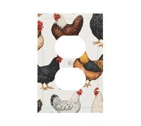 Mexpekil Copertura per interruttore della luce a forma di gallina con gallo, 1 banda, singola duplex, copertura decorativa da parete per casa e ufficio