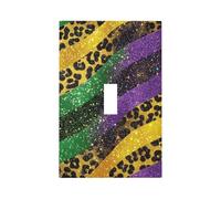 Mexpekil Copertura per interruttore della luce con stampa leopardata glitterata 1 banda singola copertura presa a levetta decorativa piastra da parete per casa ufficio