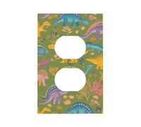 Mexpekil Copertura per interruttore della luce gialla con dinosauri carini 1 banda singola duplex copertura decorativa da parete per casa ufficio