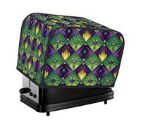Mexpekil Copertura per tostapane 2 fette, verde viola Mardi Gras plaid impermeabile antipolvere cucina piccolo elettrodomestico copre protezione