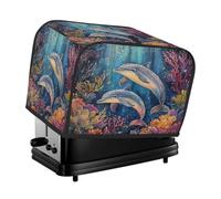 Mexpekil Copertura per tostapane, 4 fette, due delfini oceano, accessori da cucina, protezione per tostapane, impermeabile, antipolvere, copertura per macchina del pane