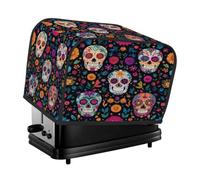 Mexpekil Copertura per tostapane, 4 fette, fiori colorati con teschi di zucchero, accessori da cucina, protezione per tostapane, impermeabile, antipolvere, copertura per macchina del pane