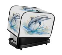 Mexpekil Copertura per tostapane, 4 fette, grazioso delfino di mare, acquerello, accessori da cucina, protezione per tostapane, impermeabile, antipolvere, copertura per macchina del pane