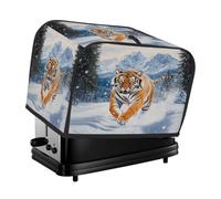 Mexpekil Copertura per tostapane, 4 fette, tigre che corre nella neve, accessori da cucina, protezione per tostapane, impermeabile, antipolvere, copertura per macchina del pane