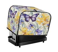 Mexpekil Copertura per tostapane 4 fette, viola giallo iris fiore farfalla accessori da cucina tostapane protezione impermeabile antipolvere copertura per macchina del pane