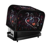 Mexpekil Copertura per tostapane a 4 fette, con cuore e note musicali, accessori da cucina, protezione impermeabile antipolvere per macchina del pane