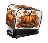 Mexpekil Copertura per tostapane autunnale con foglie d'acero e zucca, copertura per tostapane a 2 fette, impermeabile, per cucina, piccolo elettrodomestico, antipolvere, protezione per forno, regalo