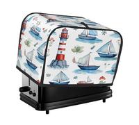 Mexpekil Copertura per tostapane con motivo nautico a vela con faro e 2 fette di copertura impermeabile per piccoli elettrodomestici da cucina, copertura antipolvere per tostapane, protezione per