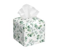 Mexpekil Copertura quadrata per scatola di fazzoletti con foglie di eucalipto verde in pelle PU copertura cubo porta fazzoletti per bagno, ufficio, auto, cucina, tovaglioli per il viso copertura