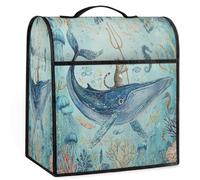 Mexpekil Copertura universale per mixer a forma di balena che cavalca un gatto da 5-8 litri, con manico superiore e tasche, accessorio universale per elettrodomestici da cucina