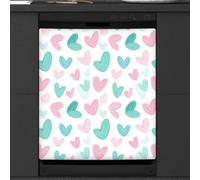 Mexpekil Copri calamita per lavastoviglie a forma di cuore, colore: rosa | 58,4 x 66 cm riutilizzabile Lavastoviglie Coperture Decorative Lavastoviglie Pannello Frontale Magnetico Adesivo per