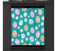Mexpekil Copri calamita per lavastoviglie con fiori e uova di Pasqua rosa | 58,4 x 66 cm riutilizzabile Lavastoviglie Coperture Decorative Lavastoviglie Pannello Frontale Magnetico Adesivo per