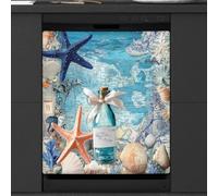 Mexpekil Copri calamita per lavastoviglie in corallo con stella marina naut | 58,4 x 66 cm riutilizzabile Lavastoviglie Coperture Decorative Lavastoviglie Pannello Frontale Magnetico Adesivo per