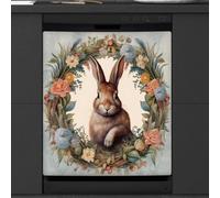 Mexpekil Copri calamita retrò per lavastoviglie con corona di conigli | Copertura magnetica riutilizzabile per lavastoviglie, pannello frontale decorativo per lavastoviglie