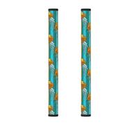 Mexpekil Copri maniglia per frigorifero a righe blu meduse 2PCS