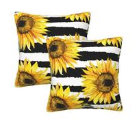 Mexpekil Copricuscino a righe con girasole ad acquerello, 55 x 55 cm