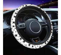 Mexpekil Coprivolante universale con stelle nere, coprivolante antiscivolo, decorativo, adatto alla maggior parte delle auto (38 cm), confezione da 1