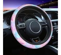Mexpekil Coprivolante universale per auto con foglie rosa e blu, antiscivolo, adatto alla maggior parte delle auto (38 cm), confezione da 1