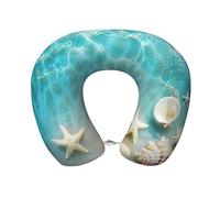 Mexpekil Cuscino da viaggio per bambini e adulti, in memory foam, morbido cuscino per aereo, conchiglie di stelle marine, cuscini per collo di mare, per viaggi, volo, auto, ufficio