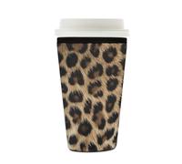 Mexpekil Custodia per caffè freddo riutilizzabile con stampa leopardata rustica, per bevande calde e fredde, in neoprene, per bevande da 470 a 510 ml
