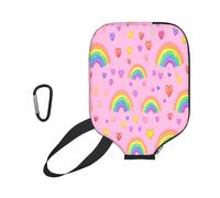 Mexpekil Custodia protettiva universale per racchetta da pickleball con cuori e cuori colorati e graziosi arcobaleni, 29,5 x 22,1 cm, protezione antigraffio in neoprene, regalo per uomini e donne
