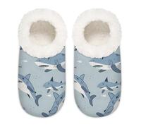 Mexpekil Cute Ocean Animal Shark Pantofole da donna Fuzzy House Slipper antiscivolo per donne uomini signore, Simpatico squalo animale oceano, Medium Medium