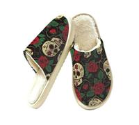 Mexpekil Day of the Dead Sugar Skull Pantofole da donna in memory foam, Multi, 40/40.5 EU