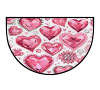 Mexpekil Diamond Love Hearts Half Moon Zerbino per interni ed esterni, antiscivolo, lavabile, a semicerchio, assorbente, intrappola lo sporco, tappeto semicircolare per ingresso, 61 x 91 cm