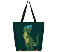 Mexpekil Dino Surf Tote Bag per donne ragazze borse riutilizzabili per la spesa borse della spesa grandi borse da donna borsa a tracolla multiuso