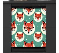 Mexpekil Divertente copertura magnetica per lavastoviglie a forma di testa di volpe, 58,4 x 66 cm, decorativa, impermeabile, per elettrodomestici da cucina