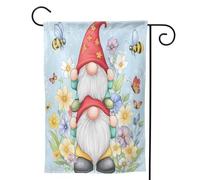 Mexpekil Due graziose bandiere da giardino con gnomo ape, fiori primaverili, 30,5 x 45,7 cm, double face, bandiera decorativa per esterni, per patio, cortile, prato