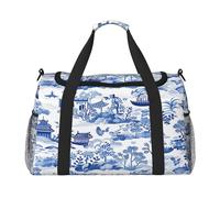 Mexpekil Duffle Bag Giapponese Giappone Inchiostro Blu Architettura Viaggio Duffel Bag Mens Womens Sport Weekend Pernottamento Palestra Holdall Carry on Bag, Multicolore, 19.7x10.2x13 in, Borsone da