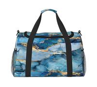 Mexpekil Duffle Bag Teal Blue Liquid Golden Marble Travel Duffel Bag Mens Womens Sport Weekend Pernottamento Palestra Holdall Carry on Bag, Multicolore, 19.7x10.2x13 in, Borsone da viaggio
