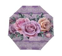 Mexpekil Elegante ombrello compatto in pizzo rosa da viaggio forte antivento pieghevole automatico protezione UV sole pioggia ombrelli