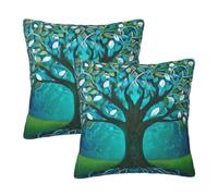 Mexpekil Federa per cuscino con albero della vita verde, 50 x 50 cm