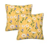 Mexpekil Federe per cuscini quadrate con piccole margherite gialle, 40 x 40 cm, confezione da 2 federe decorative con cerniera invisibile, per divano, letto, decorazione della casa
