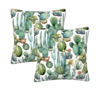 Mexpekil Federe per cuscino con cactus acquerello, 55 x 55 cm